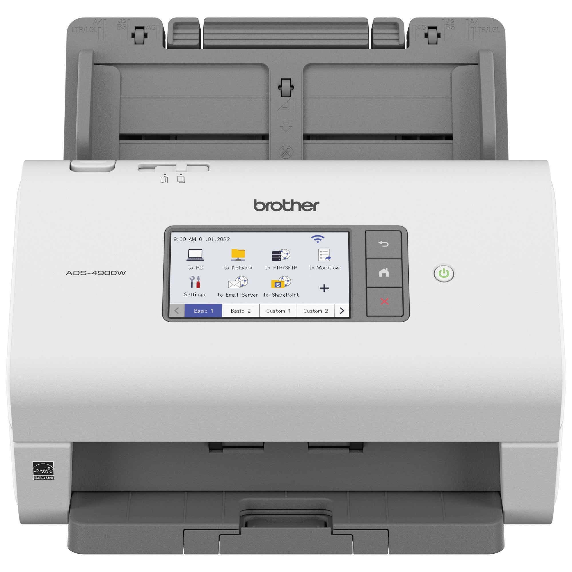 Escáner de escritorio Brother ADS4900W - Dúplex, 60 ppm/120 ipm, Ethernet, Wifi 2.4GHz/5GHz, ADF hasta 100 hojas, escanea hasta 9, 000 hojas diarias Escáner de escritorio Brother ADS4900W - Dúplex, 60 ppm/120 ipm, Ethernet, Wifi 2.4GHz/5GHz, ADF hasta 100 hojas, escanea hasta 9, 000 hojas diarias